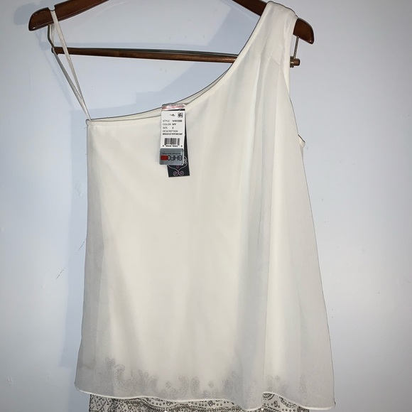 Adrianna Papell One shoulder, beaded White Dress 2 - Picture 3 of 6